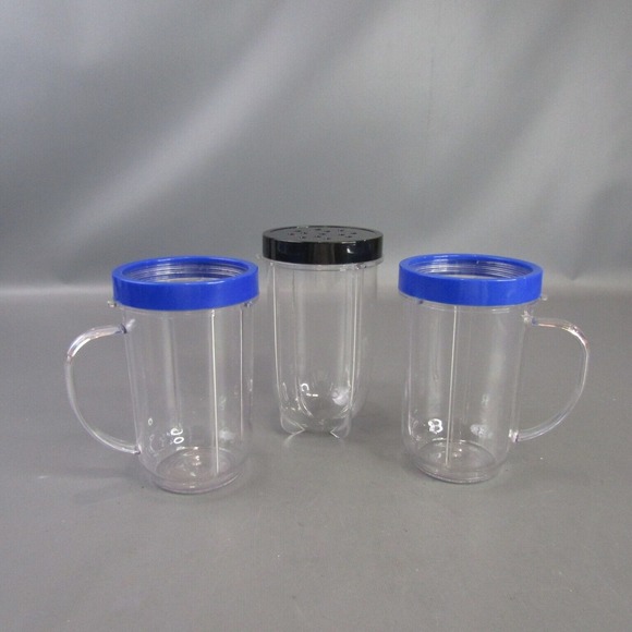 Magic‎ Bullet Blender Cup Lot Smoothie Cups Clear Plastic 6" Set - Picture 1 of 6